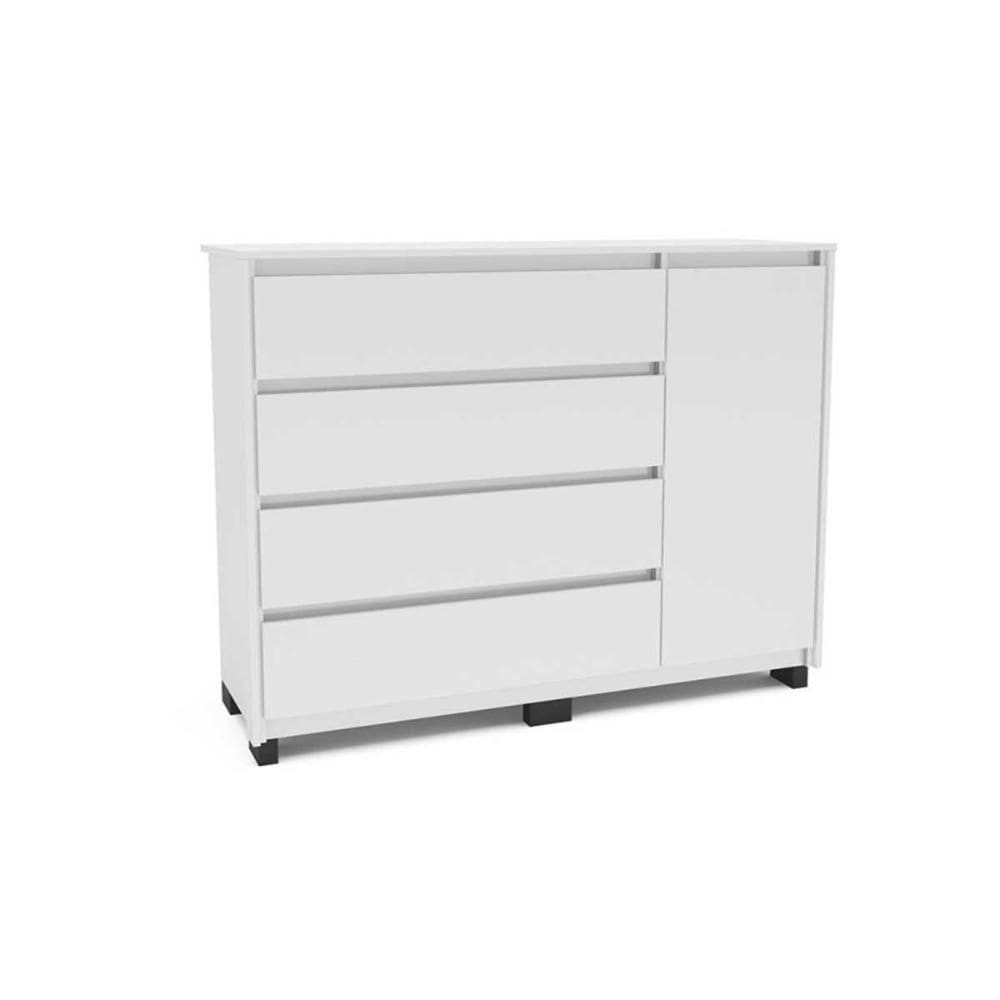 Cômoda Juvenil Coimbra c/ 4 Gavetas e 1 Portas Branco - Politorno