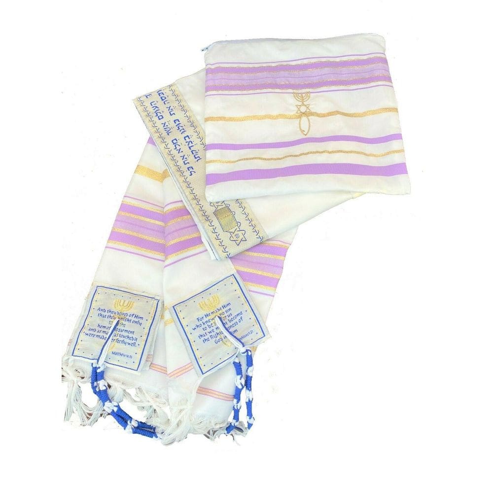Talit Messiânico Importado 55cm Roxo Dourado + Bolsa