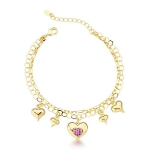 Pulseira De Corações Banhada Em Ouro 18k - Joia Banhada Com Toque De Amor
