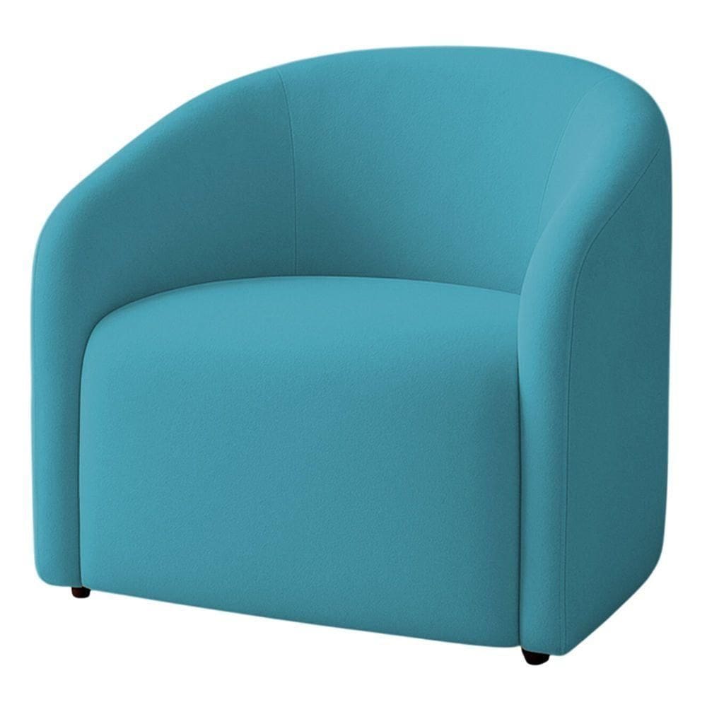 Poltrona Orgânica Decorativa Lara Veludo 7 Decor Azul Turquesa