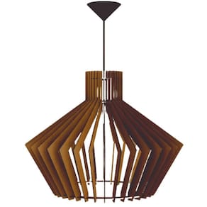 Luminária Teto Tipo Pendente Cristal Mdf Completa - MDF Marrom
