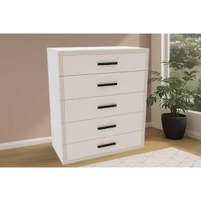 Cômoda Casal Valência c/ 5 Gavetas Branco/Creme - Politorno