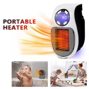 Aquecedor Portátil de Tomada Digital com Controle Remoto, 500W, Display LED, Timer, até 10m2, Branco