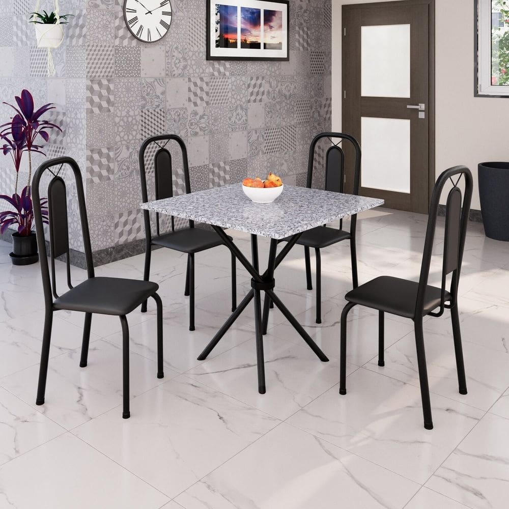 Conjunto para Sala de Jantar com 4 Cadeiras Lívia Preto
