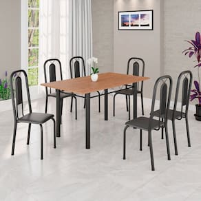 Conjunto para Sala de Jantar com 6 Cadeiras Lívia Preto