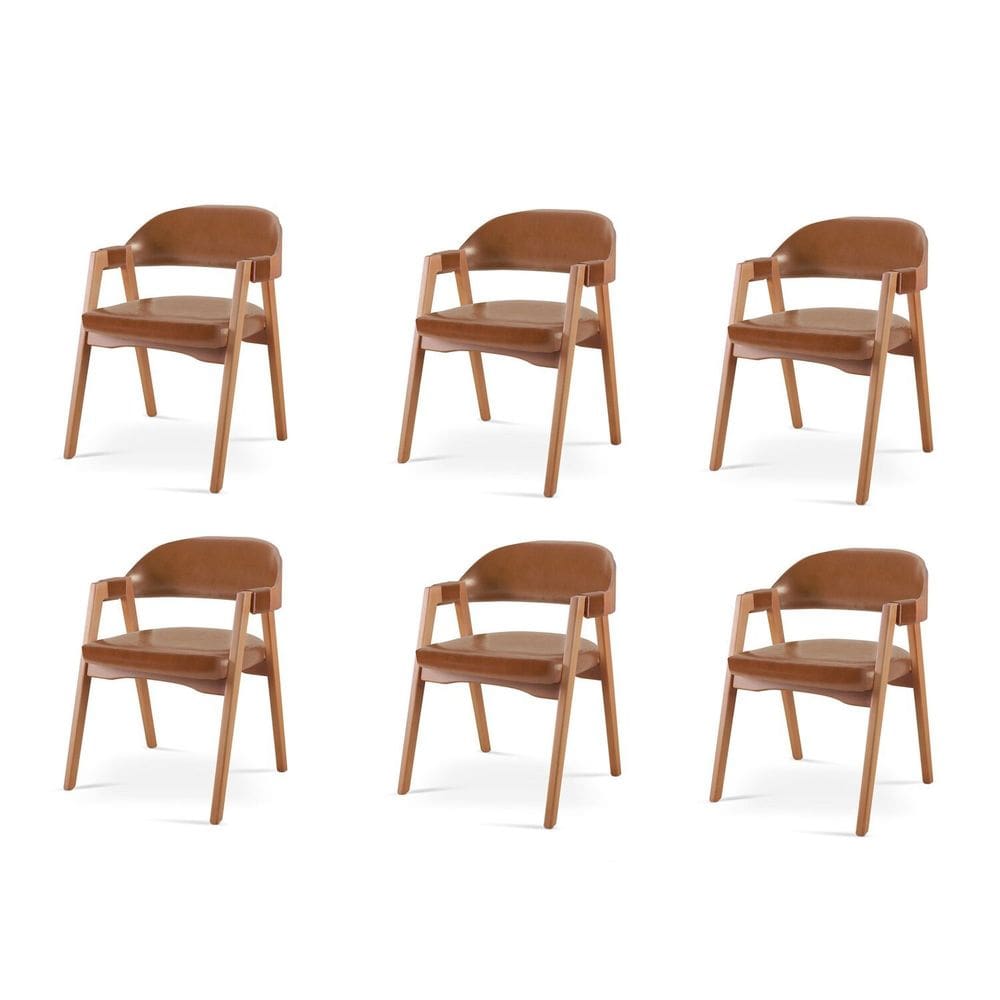 Kit 6 Cadeiras para Mesa de Jantar Gaia Caramelo