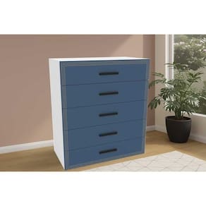Cômoda Casal Valência c/ 5 Gavetas Branco/Azul - Politorno