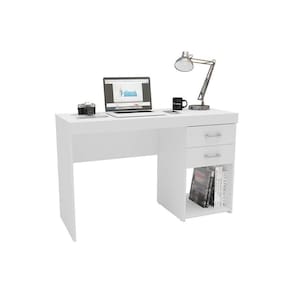 Mesa Computador Escrivaninha Malta c/ 2 Gavetas Branco - Politorno