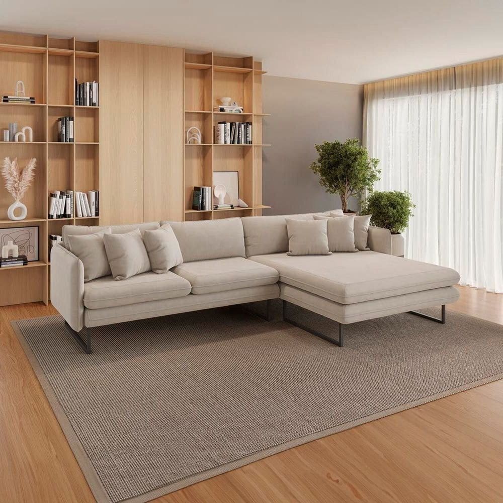 Sofá 5 Lugares Linho 92cm X 284cm Ricco Cinza