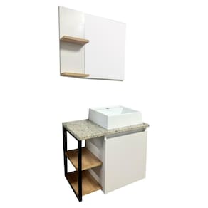 Conjunto para Banheiro com Cuba e Espelheira Dallas Branco / Tropical