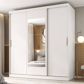 Guarda-roupa 3 Portas com Espelho Araçá Cabecasa Madeiramadeira Branco