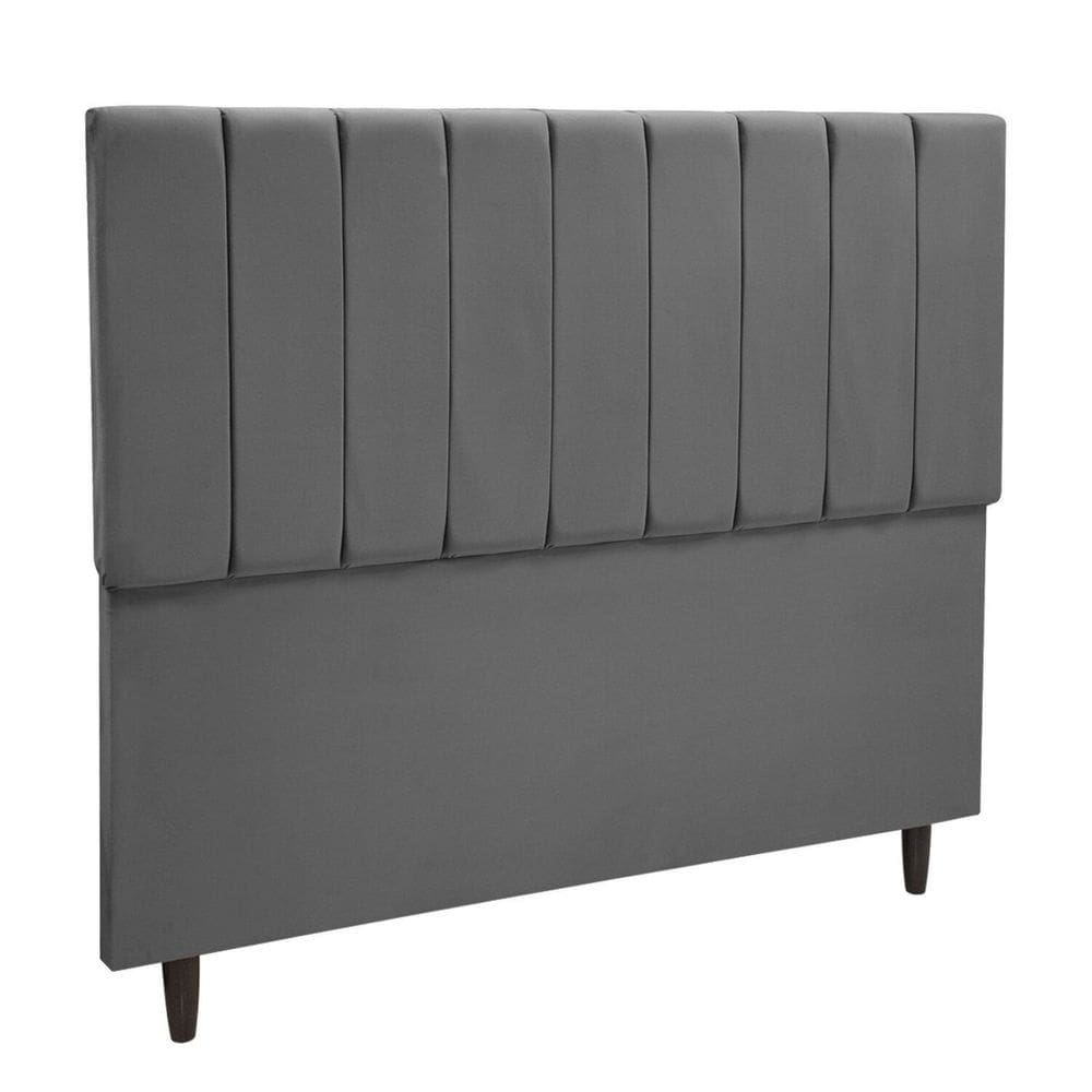 Cabeceira Cama Casal Veludo Premium Cinza