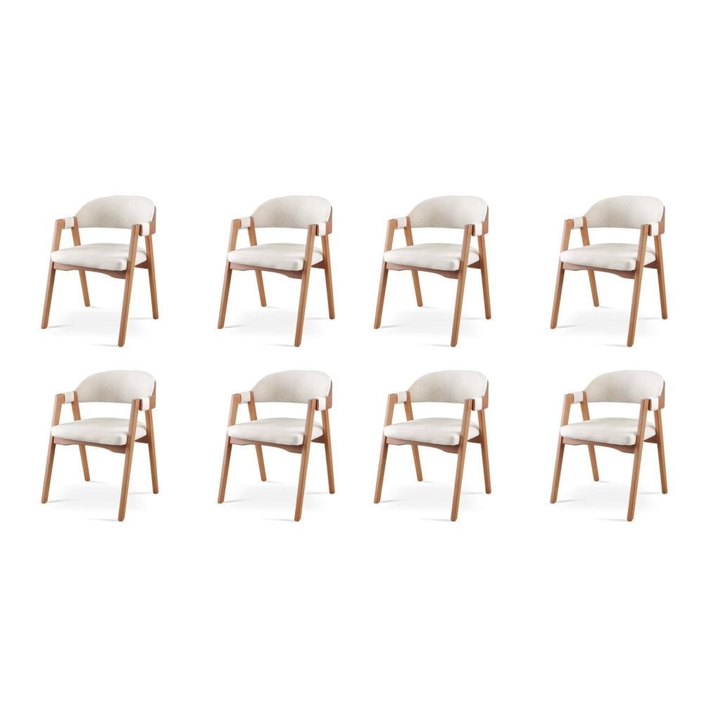 Kit 8 Cadeiras para Mesa de Jantar Gaia Nude