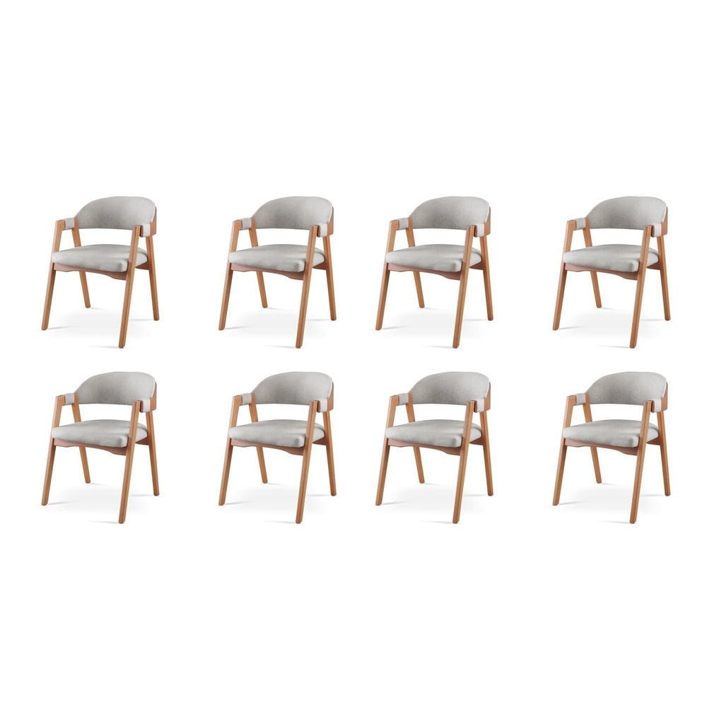 Kit 8 Cadeiras para Mesa de Jantar Gaia Cinza
