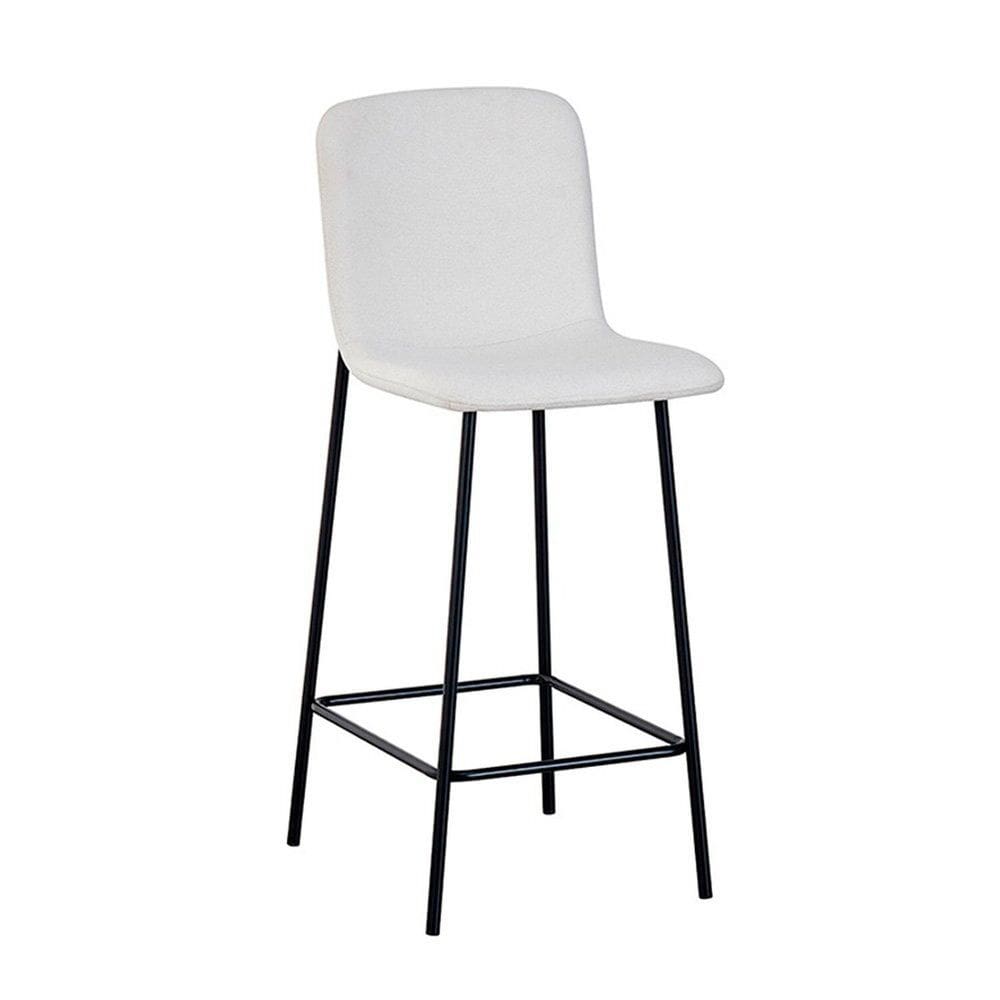 Banqueta para Cozinha Revestida e Base Aço Celeste Off White