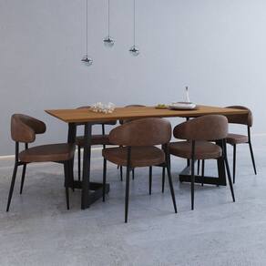 Conjunto para Cozinha com 6 Cadeiras Toronto Whisky/Mel/Preto