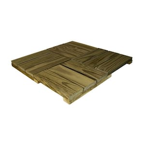 Kit 10 Unidades Deck Modular 30x30 Pinus Tratado Verde