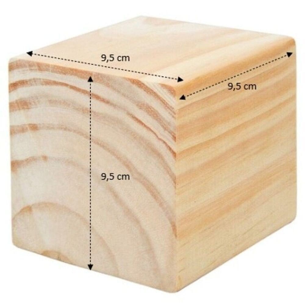 Kit 6 Unidades Cubo de Madeira Jardim e Varanda 9,5x9,5x9,5cm Bege