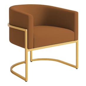 Poltrona Decorativa Luana Boucle Com Pés De Ferro Dourado 7 Decor Terracota