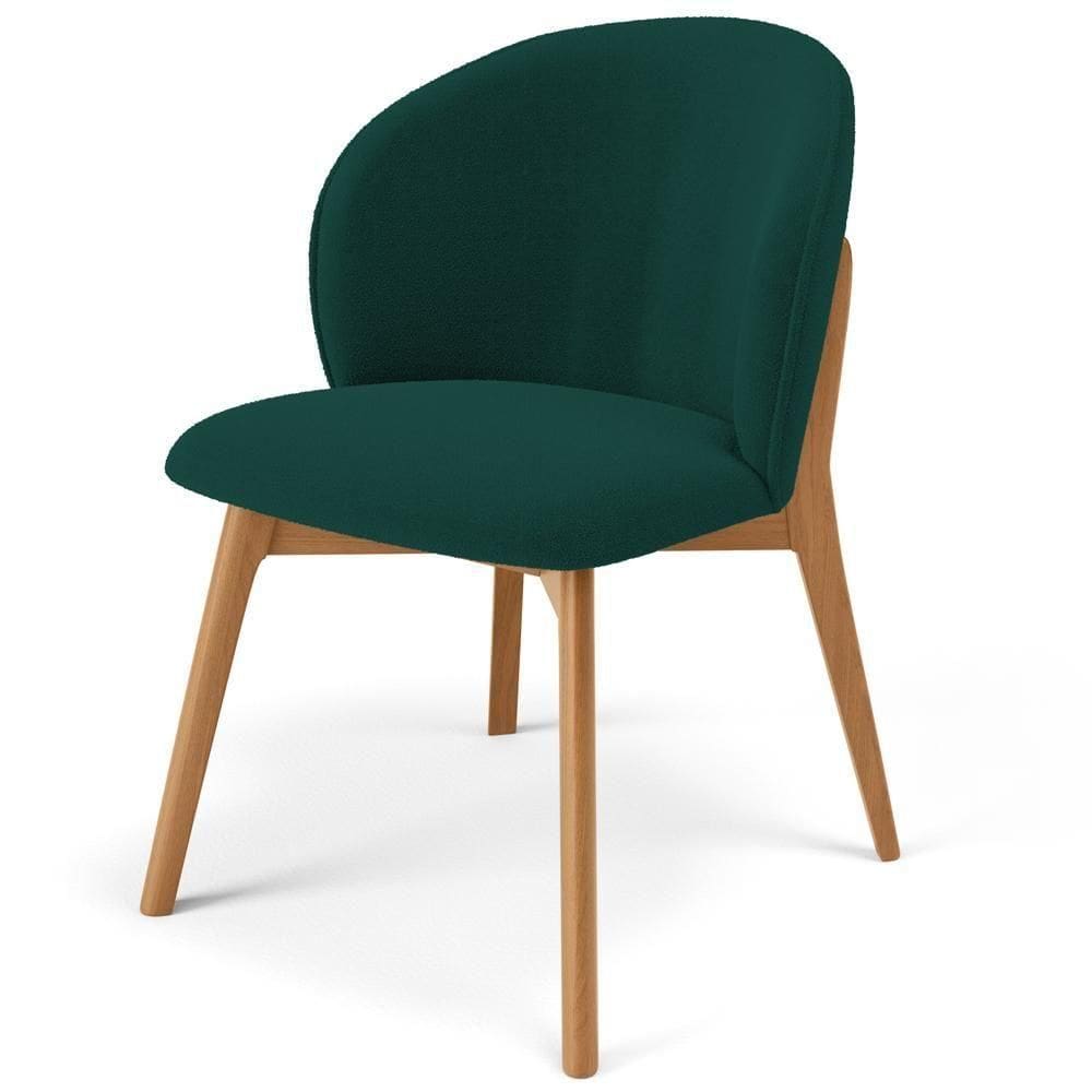 Cadeira De Jantar E Estar Living Estofada Mia L02 Bouclê Verde - Lyam Decor