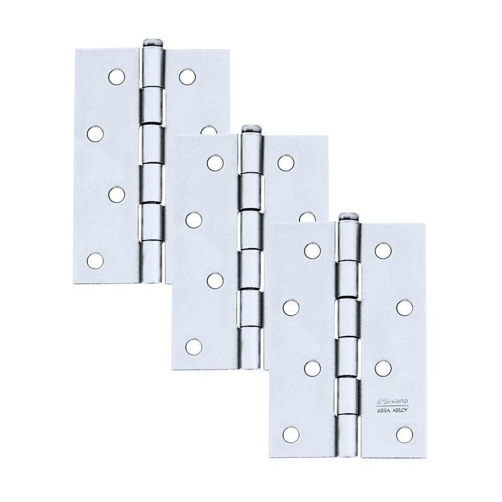 Dobradiça Para Porta Silvana 4 Sem Rolamento Americana 850 Embutir 25kg Aço Zincado Com 3 Peças