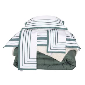 Kit Edredom Queen Coberdrom Soft Hipercal/sherpa 5 Peças - Verde