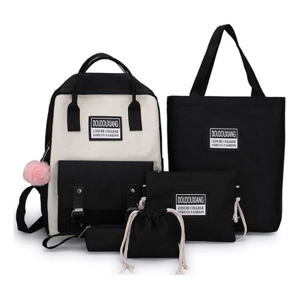 Conjunto de 5 mochilas para estudantes, bolsas escolares, caneta, lona
