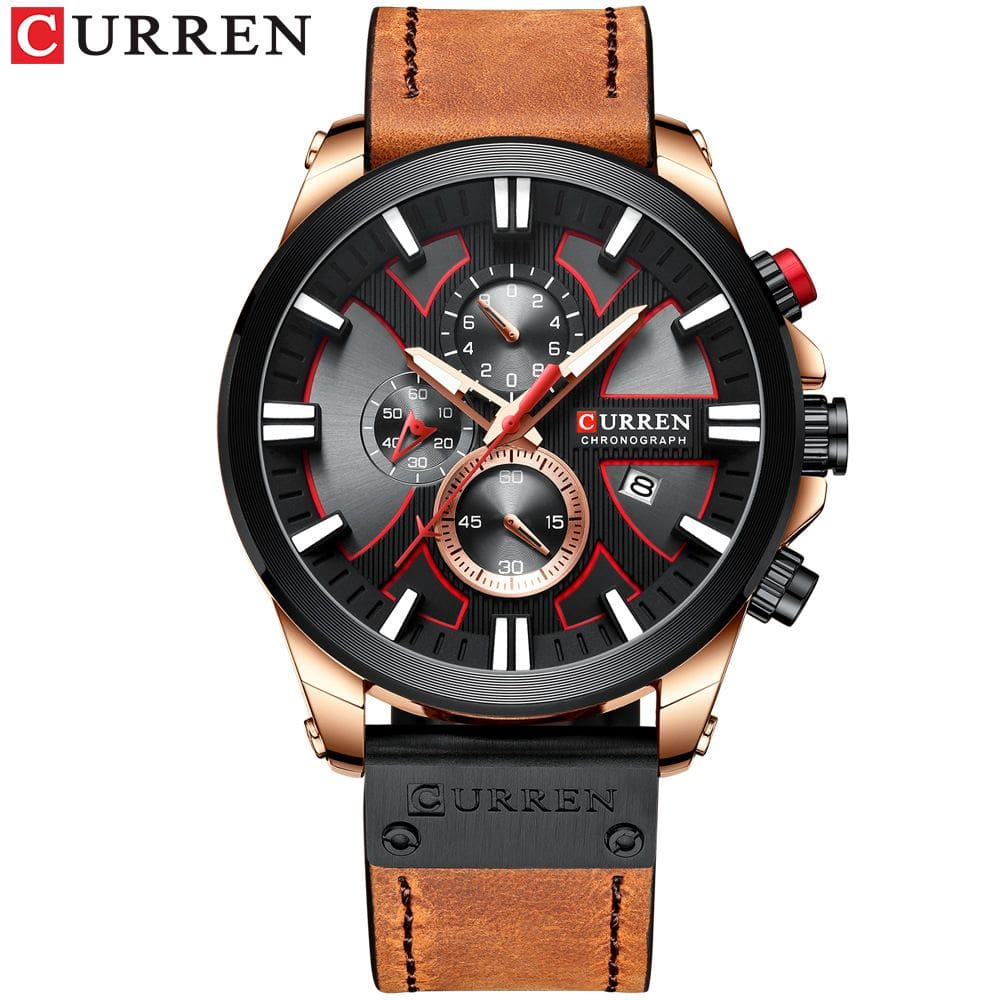 Relógio Curren Technos 8346 para homens com mostrador azul, caixa de 49 mm