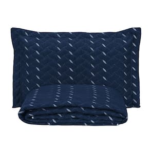 Cobre Leito Solteiro Heitor Bordado Hipercal 400 Fios 2 Peças - Azul Marinho