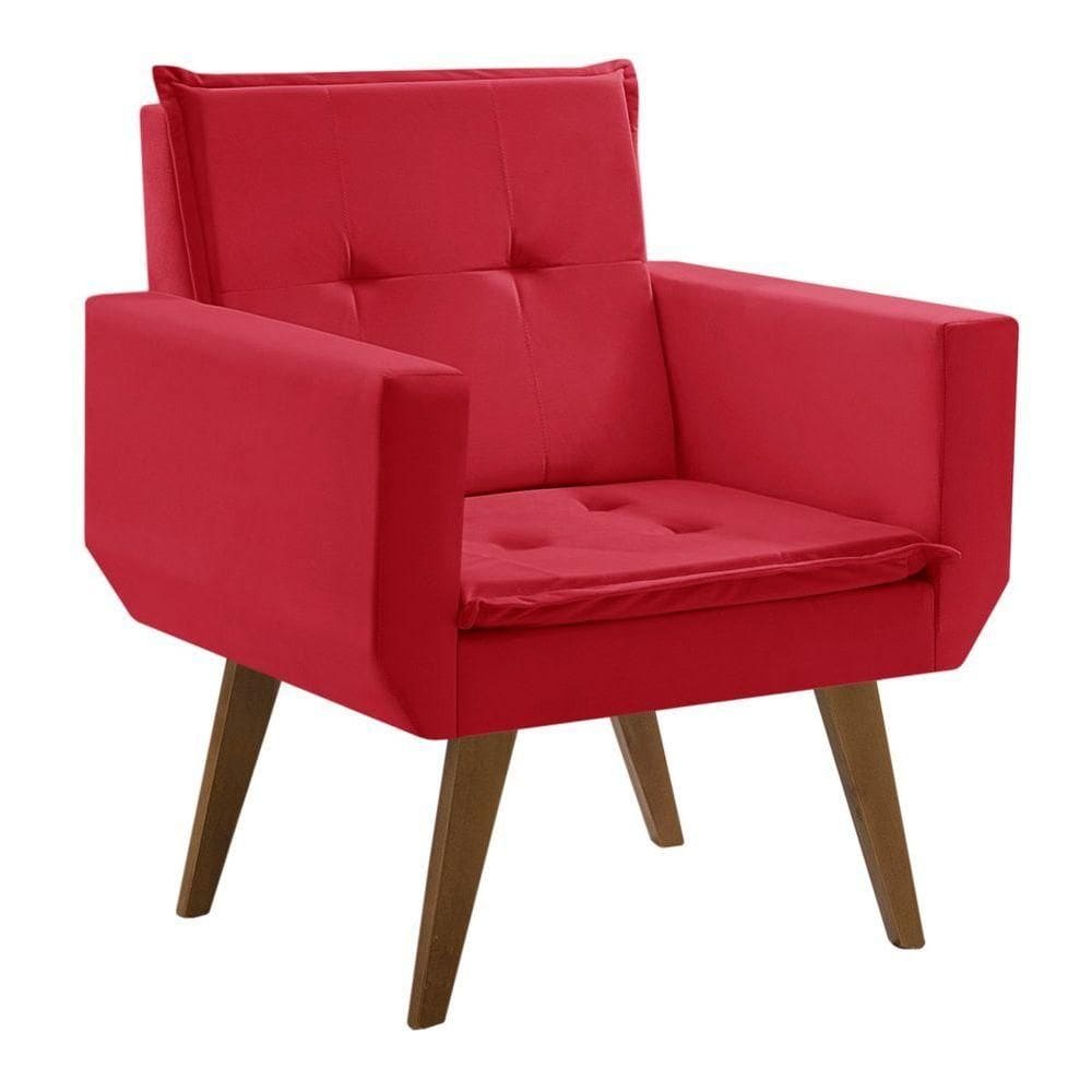 Poltrona Decorativa Taurus 1 Lugar Base Palito Tecido Vermelho