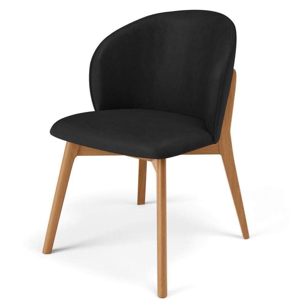 Cadeira De Jantar E Estar Living Estofada Mia L02 Couríssimo Preto - Lyam Decor