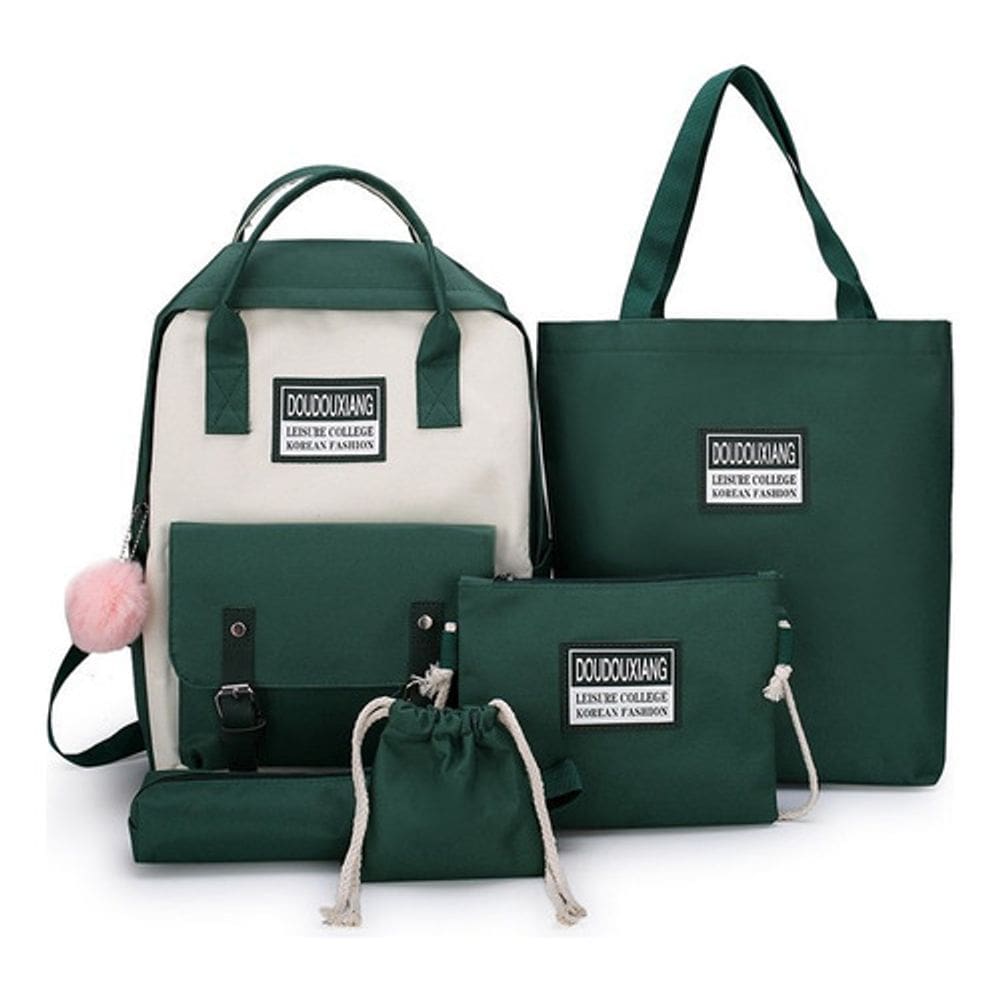 Conjunto de mochila escolar estudantil de 5 peças