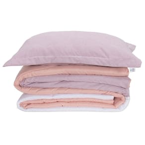 Kit Edredom Solteiro Dupla Face Colorful Linho E Hipercal 400 Fios 5 Peças - Rosa