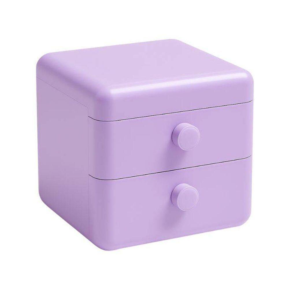 Mini Organizador Roxo 02 Gaveta Armazenamento Joias Objetos