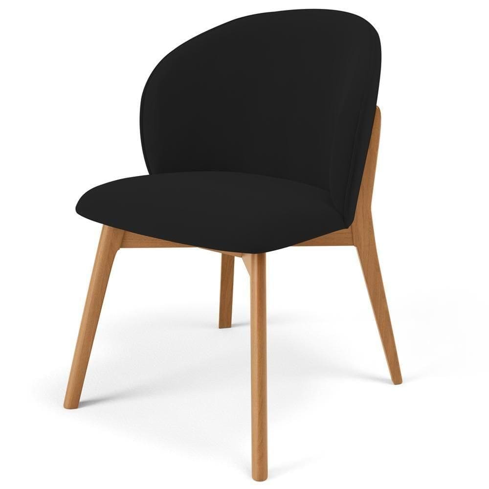 Cadeira De Jantar E Estar Living Estofada Mia L02 Suede Preto - Lyam Decor