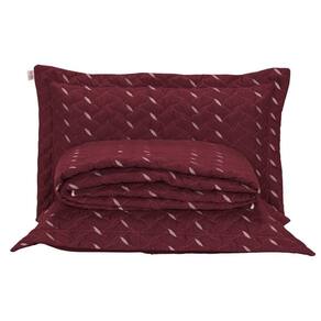 Cobre Leito King Heitor Bordado Hipercal 400 Fios 3 Peças - Vermelho Marsala