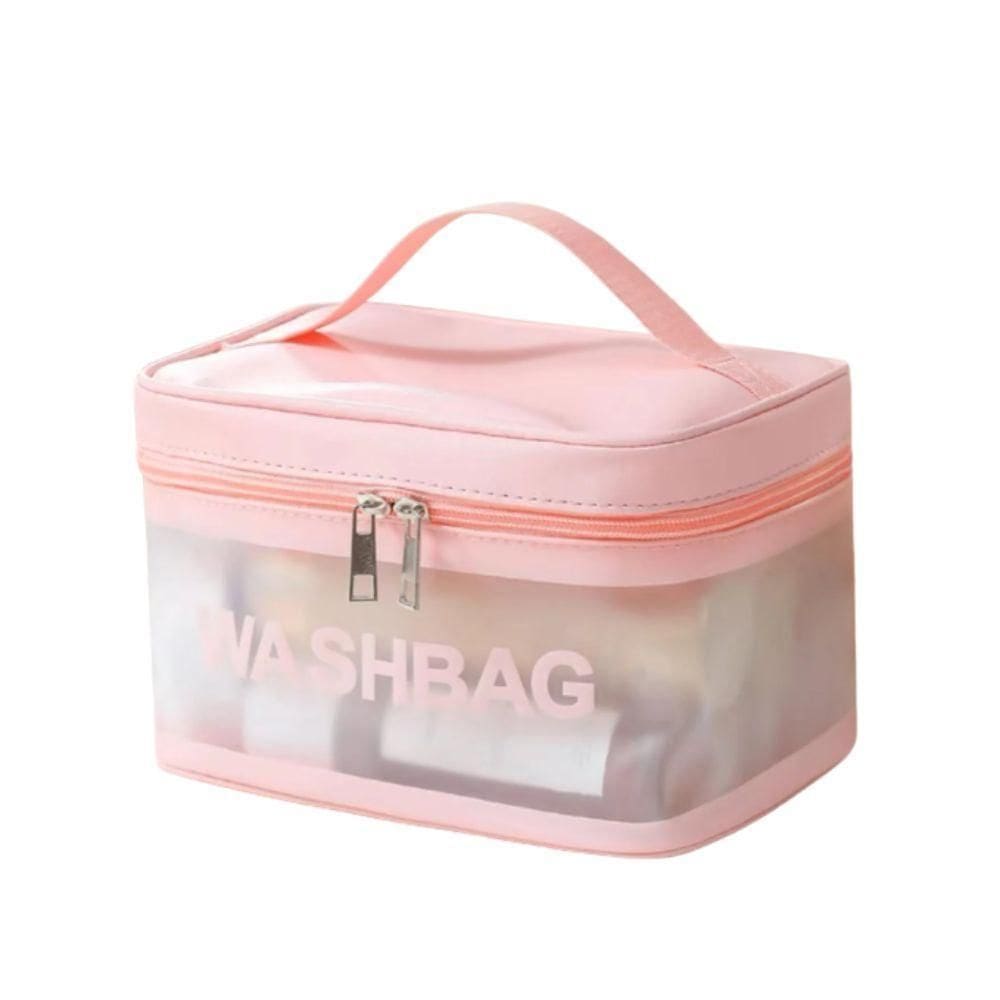 Necessaire Bolsa Portátil Transparente Impermeável Para Viagem Cosméticos Multifuncional rosa unissex