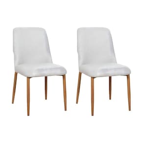 Kit 2 Cadeiras De Jantar Montana Estrutura Aço Carbono Laminado Natural Com Estofado Linho Cru