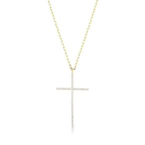 Luxo Sagrado: Colar Banhado Em Ouro 18k Com Crucifixo Detalhado Em Zircônia