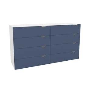 Cômoda Casal Porto c/ 8 Gavetas Branco/Azul - Politorno