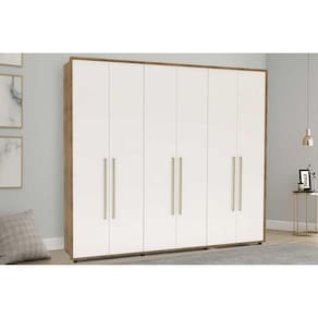 Guarda Roupa 6 Portas e 6 Gavetas Coimbra Freijo/Off White - Politorno