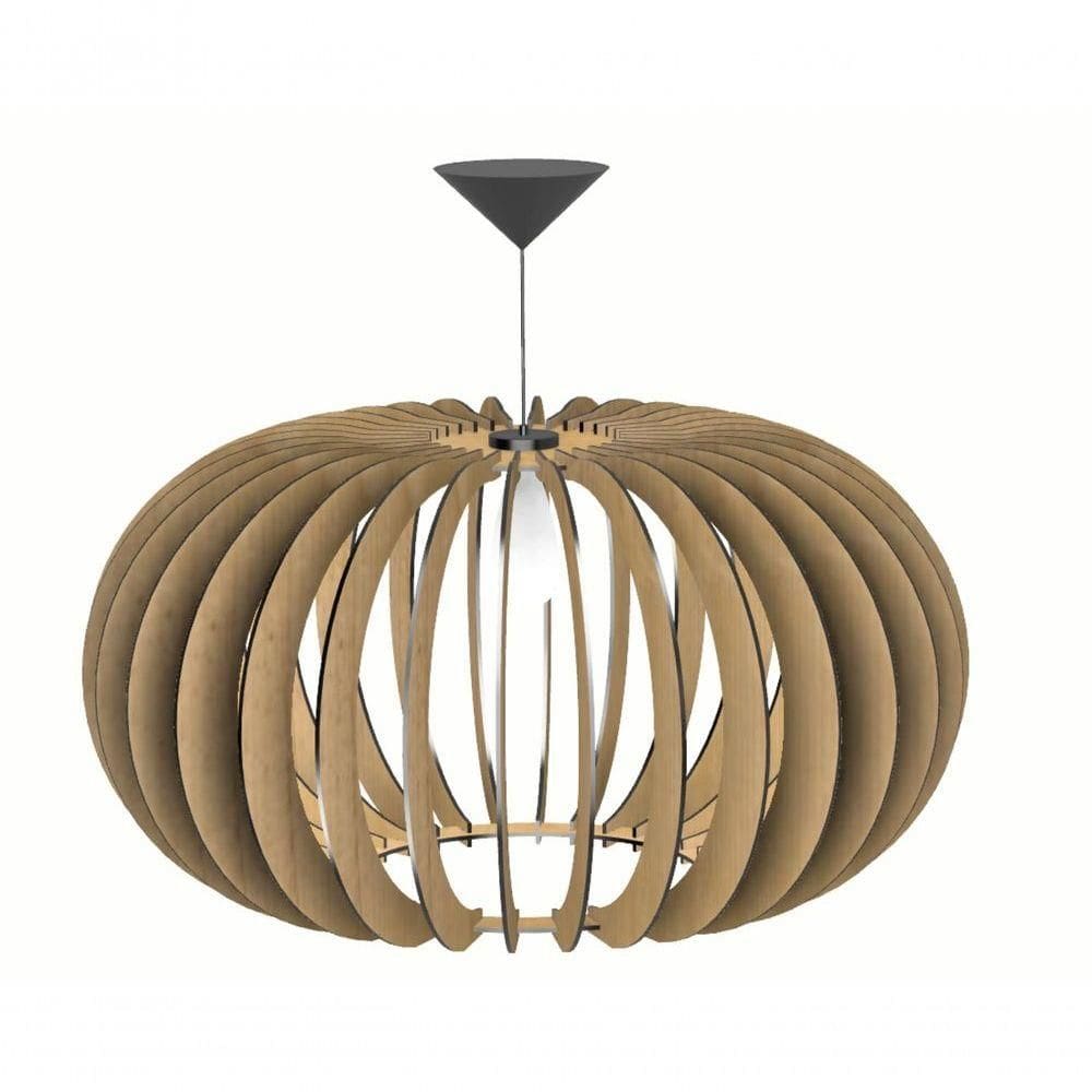 Luminária Teto Tipo Pendente Júpiter Mdf - Completa - Preta