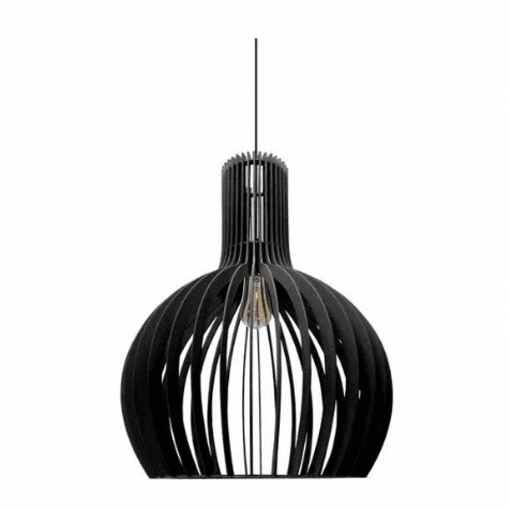 Luminária Teto Tipo Pendente Vegas Mdf Completa - Preta