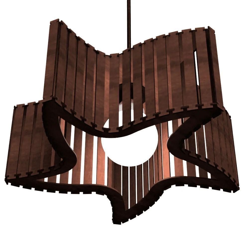 Luminária Pendente Estrela Do Mar Modelo Ripado - Marrom