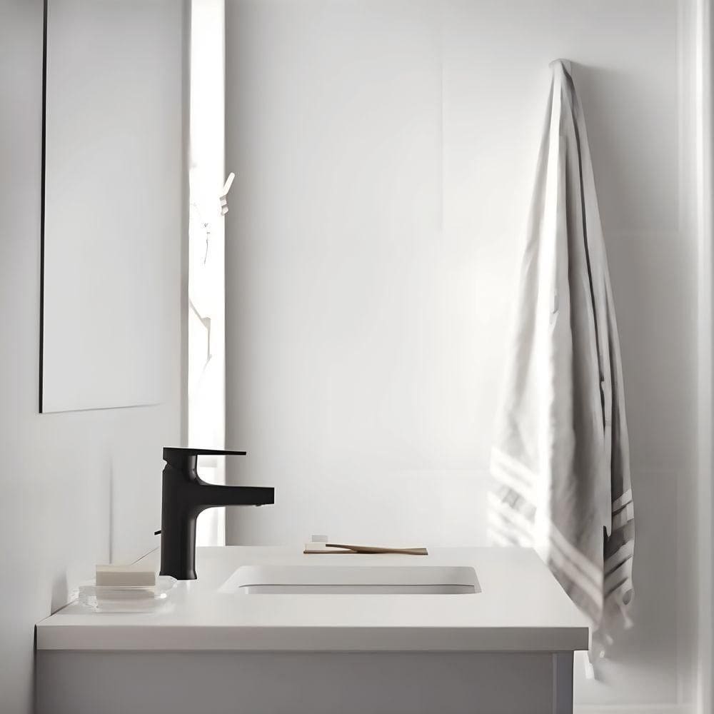 Cuba Para Banheiro Caxton Kohler Embutir Retangular 44x33cm Branca Com Misturador Taut Bica Baixa Black Matte
