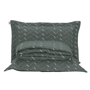 Cobre Leito Queen Heitor Bordado Hipercal 400 Fios 3 Peças - Verde Militar