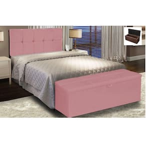 Kit Calçadeira E Painel Nina 160 Cm Sued Rose