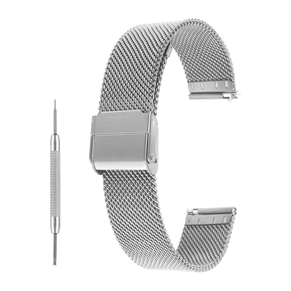 Pulseiras de relógio cobee Milanese Mesh em aço inoxidável 18 mm prateado