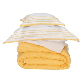 Kit Edredom Solteiro Coberdrom Soft Hipercal/sherpa 3 Peças - Amarelo
