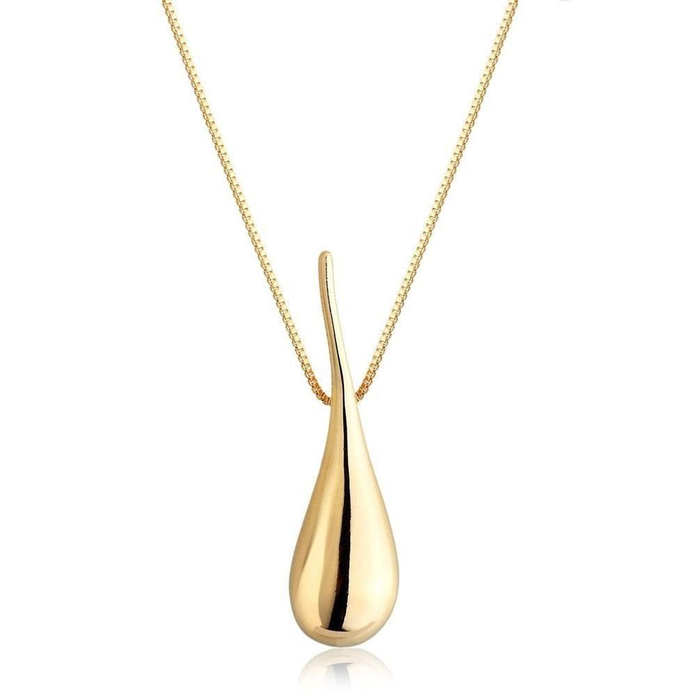 Colar Gota Polida Basico Banhado A Ouro 18k
